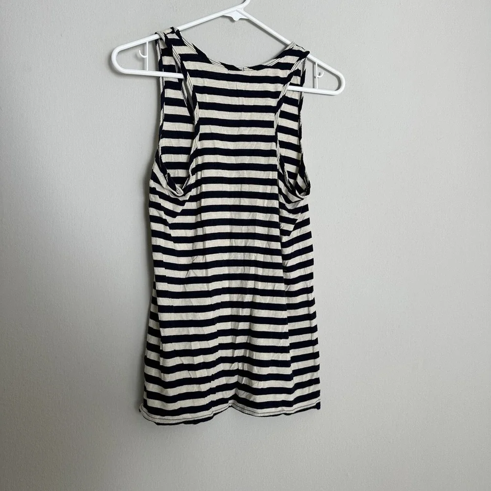 J.Crew Women's XS Striped Cotton Girlfriend Tank Top, White Navy Cotton‎